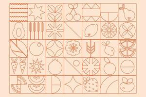 geométrico moderno antecedentes. resumen vegetales frutas Bauhaus. sin costura modelo vector