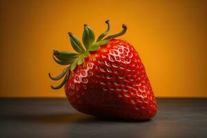 AI generated Strawberry on black background.  photo