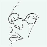 Continuous line hand drawing vector illustration face art