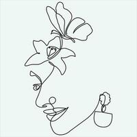 Continuous line hand drawing vector illustration face art