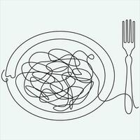 Continuous line hand drawing vector illustration spoon art