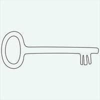 One line hand drawn key outline vector illustration art