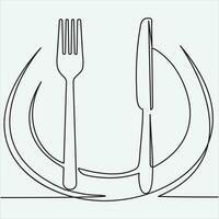 Continuous line hand drawing vector illustration spoon art