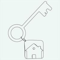 One line hand drawn key outline vector illustration art