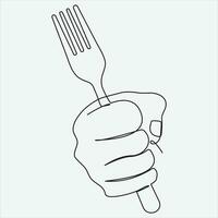 Continuous line hand drawing vector illustration spoon art