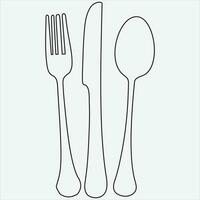 One line hand drawn spoon outline vector illustration art