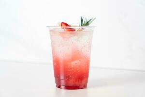 strawberry with soda in glass photo