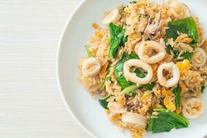 Fried rice with squid or octopus photo