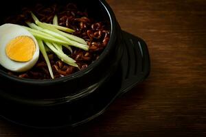 Korean Instant Noodle with Black Bean Sauce or Jajangmyeon or JJajangmyeon photo