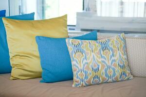 comfortable pillows decoration on sofa photo