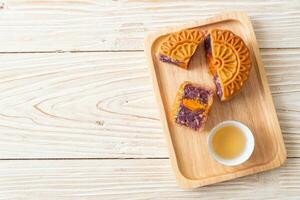 Chinese moon cake purple sweet potato flavour photo