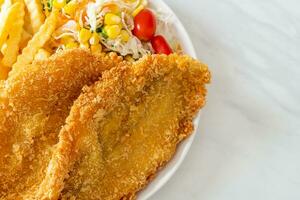 fish and chips with mini salad photo