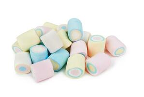 Marshmallows of different colors isolated photo