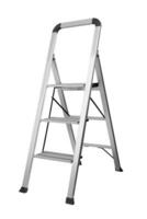 Metal ladder on white photo
