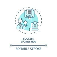 2D editable blue success stories hub icon, monochromatic isolated vector, thin line illustration representing extracurricular activities. vector