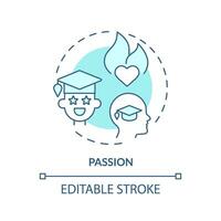 2D editable blue passion icon, monochromatic isolated vector, thin line illustration representing extracurricular activities. vector