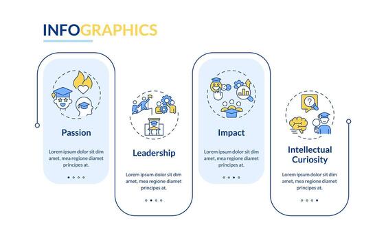 2D extracurricular activities vector infographics template with colorful line icons, data visualization with 4 steps, process timeline chart.