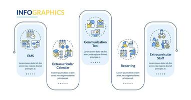 2D extracurricular activities vector infographics template, data visualization with 5 steps, process timeline chart.