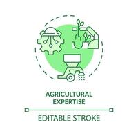 2D editable green agricultural expertise icon, monochromatic isolated vector, thin line illustration representing agricultural clusters. vector