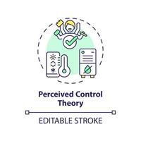 2D editable multicolor perceived control theory icon, simple isolated vector, thin line illustration representing environmental psychology. vector