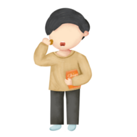 illustration of a boy eating snack png