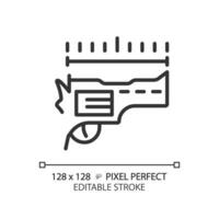 2D pixel perfect editable black barrel length icon, isolated simple vector, thin line illustration representing weapons. vector