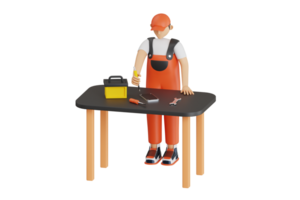 technician repairing smartphone 3d illustration. Phone repair service 3d illustration png