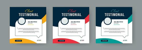 Customer review testimonial template for social media post banner vector