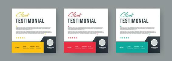 Customer review testimonial template for social media post banner and Client feedback vector