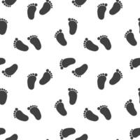 Seamless pattern, baby footprints with hearts on a white background. Background, print, textile, vector