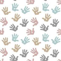 Seamless pattern, children's handprints on a white background. Background, print, textile, vector