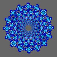 Vector mandala in the form of a blue abstract floral pattern located in a circle on a gray background