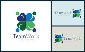 people team work connection logo design template for brand or company and other vector