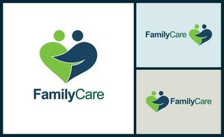 family care couple love heart logo design template for brand or company and other vector