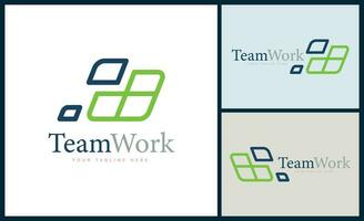 team work modern line shapes logo design template for brand or company and other vector