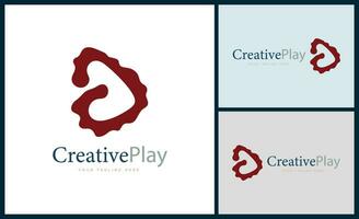 Creative play button logo template design for brand or company and other vector