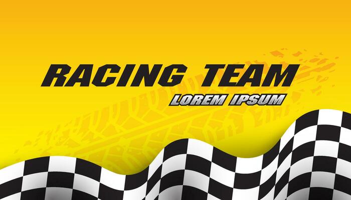 Checkered flag along the edges on a yellow background. Racing flag. Banner for sport racing competition
