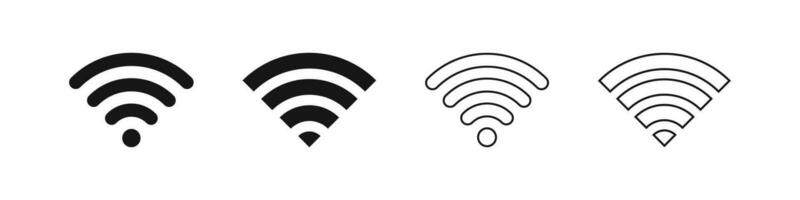 Wifi signal icon. Internet wireless symbol. Router wave signs. Broadcast symbols. Communication antenna icons. Black color. Vector sign.