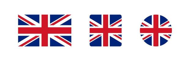 Uk flag icon. British banner signs. England's national symbol. Great Britain symbols. Circle badge of Europe country icons. Flat color. Vector isolated sign.