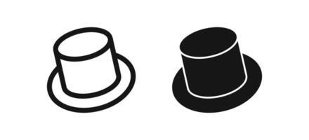 Top hat icon. Gentleman cylinder symbol. Magic tophat signs. Vintage symbols. Elegant man icons. Black color. Vector sign.