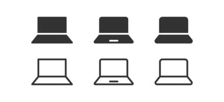 Laptop icon. Notebook signs. Computer symbol. Device symbols. Desktop screen icons. Black color. Vector isolated sign.