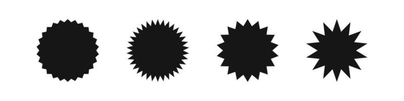 Black sticker icon. Round banner signs. Abstract label symbol. Circle badge symbols. Paper tag icons. Vector isolated sign.
