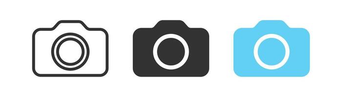 Camera icon. Photo camera signs. Image photography symbol. Photograph symbols. Digital shutter icons. Black, blue color. Vector sign.