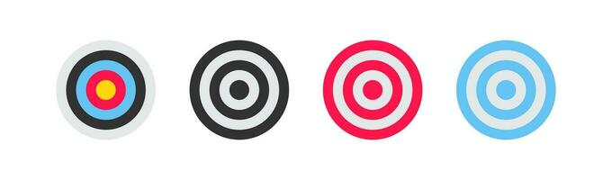 Target arrow icon. Dart goal signs. Aim symbol. Focus on the center of dartboard symbols. Business strategy icons. Black, flat color. Vector sign.