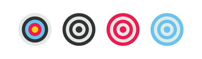 Target arrow icon. Dart goal signs. Aim symbol. Focus on the center of dartboard symbols. Business strategy icons. Black, flat color. Vector sign.