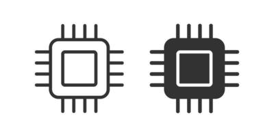 Computer chip icon. Processor signs. CPU symbol. Microchip symbols. Microprocessor icons. Black color. Vector sign.