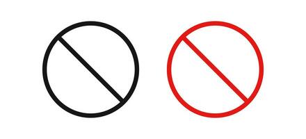 Stop icon. Cancel symbol. Forbidden signs. Block symbols. No, ban concept icons. Black, red color. Vector sign.