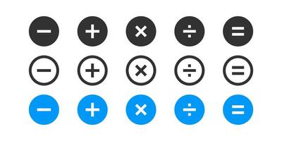 Calculator icon. Calculate symbol. Accounting signs. Finance symbols. Math icons. Plus, minus, equal, division, multiplication. Black, flat color. Vector sign.