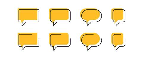 Speech bubble. Chat balloon symbol. Talk template. Communication banner. Message. Black, yellow color. Vector sign.