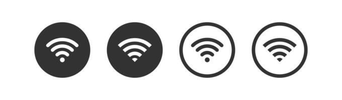 Wifi icono. Internet señal símbolo. inalámbrico red señales. gratis punto de acceso zona simbolos teléfono conexión a enrutador iconos negro color. vector signo.